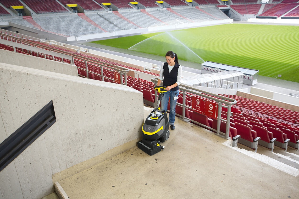 From a Football Stadium to your Gym Floor. Cleaning with a Karcher Scrubber
