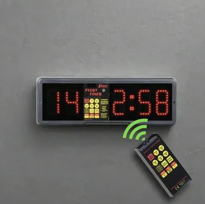 Digital Electronic Fight Timer for Boxing, Kick Boxing, MMA, BJJ, Judo and more. With Remote Control. Made in Italy.